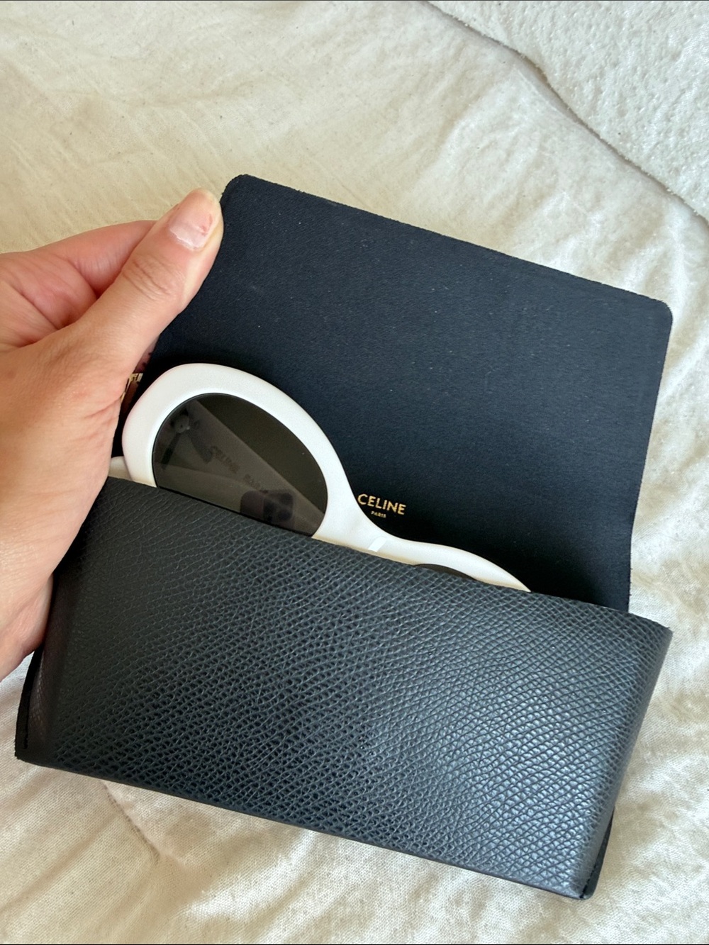 Celine White Oval Sunglasses with Black Lenses - Picture 5 of 5